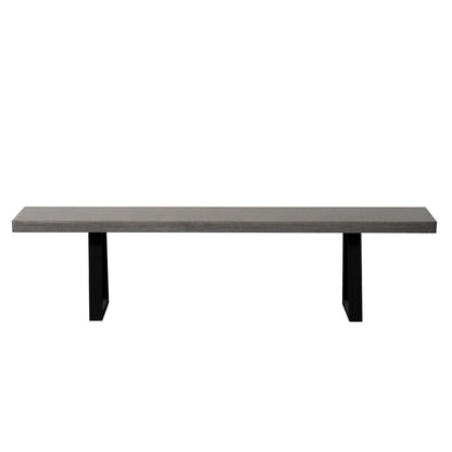 1.45m Alta Bench Seat – Speckled Grey with Black Powder Coated Metal Legs - www.elkstone.com.au
