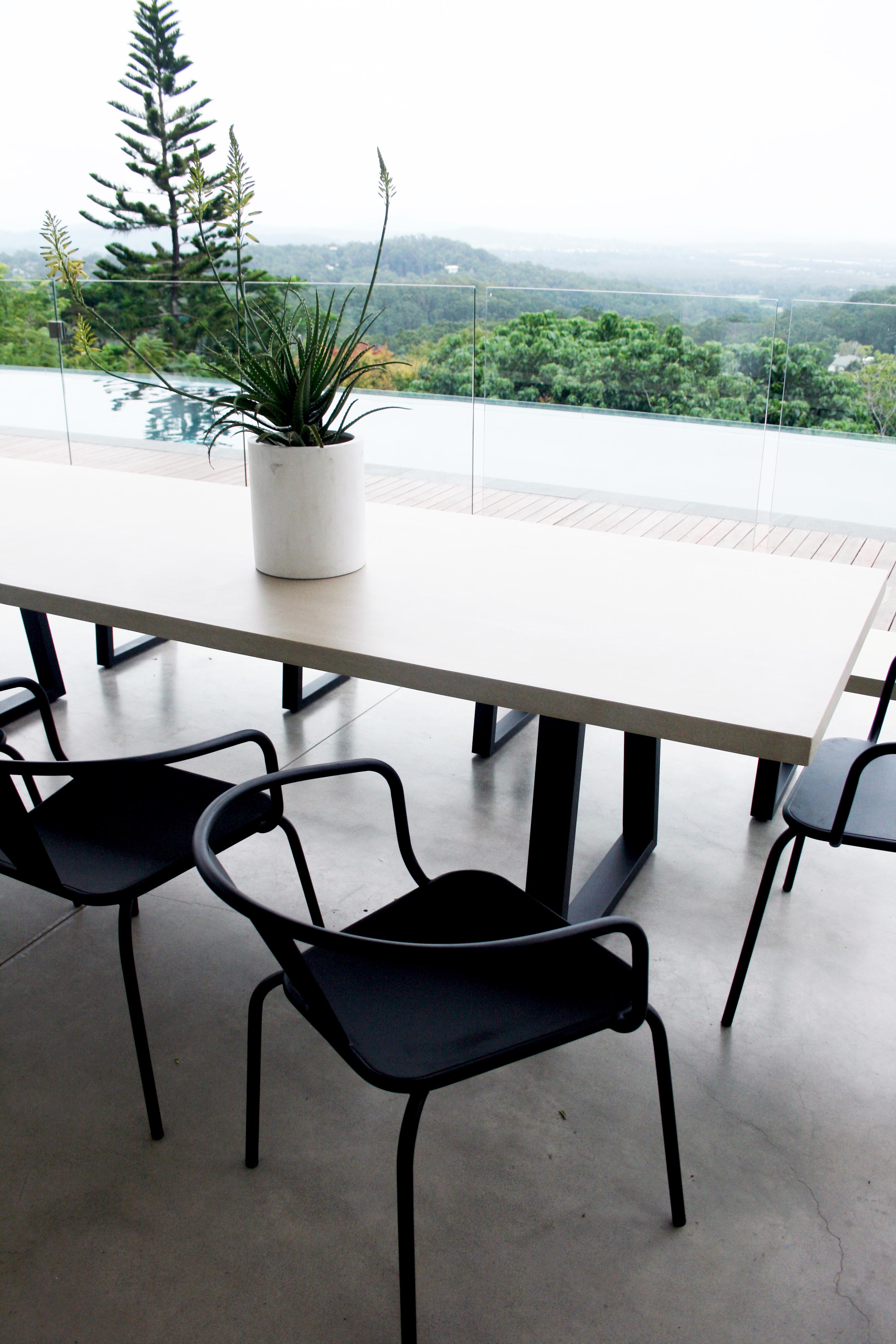 3.0m Alta Rectangular Dining Table - Beige with Black Powder Coated Iron Legs - www.elkstone.com.au