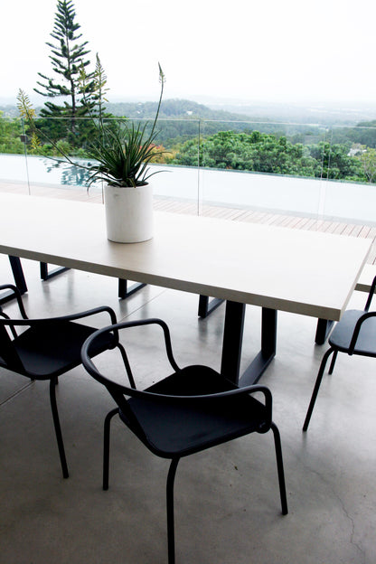 3.0m Alta Rectangular Dining Table - Beige with Black Powder Coated Iron Legs - www.elkstone.com.au