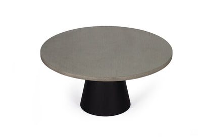1.6m Avalon Round Dining Table - Speckled Grey with Black Powder Coated Iron Cone Base - www.elkstone.com.au