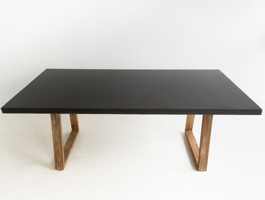 2.4m Alta Rectangular Dining Table - Black with Light Honey Acacia Wood Legs - www.elkstone.com.au