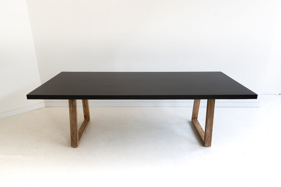 2.4m Alta Rectangular Dining Table - Black with Light Honey Acacia Wood Legs - www.elkstone.com.au