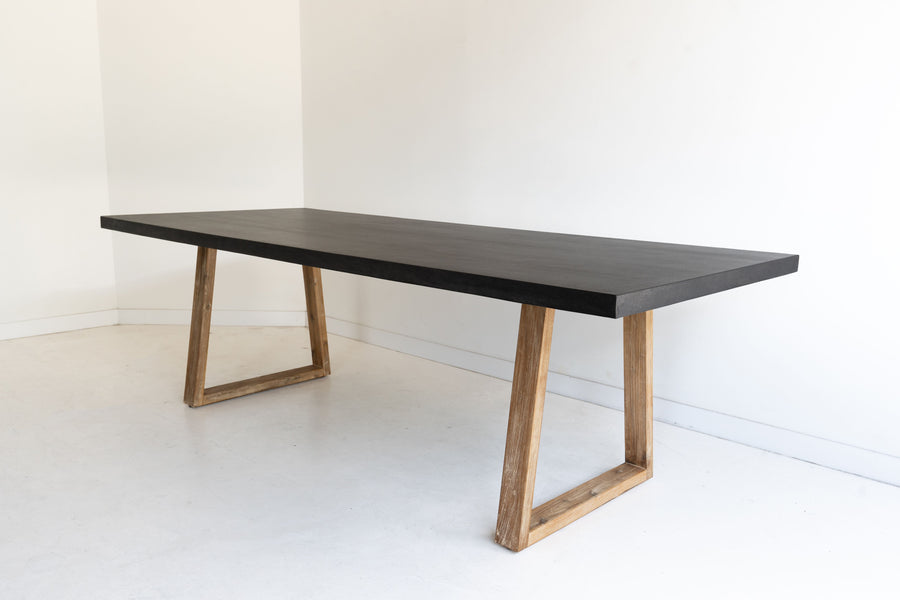 2.4m Alta Rectangular Dining Table - Black with Light Honey Acacia Wood Legs - www.elkstone.com.au