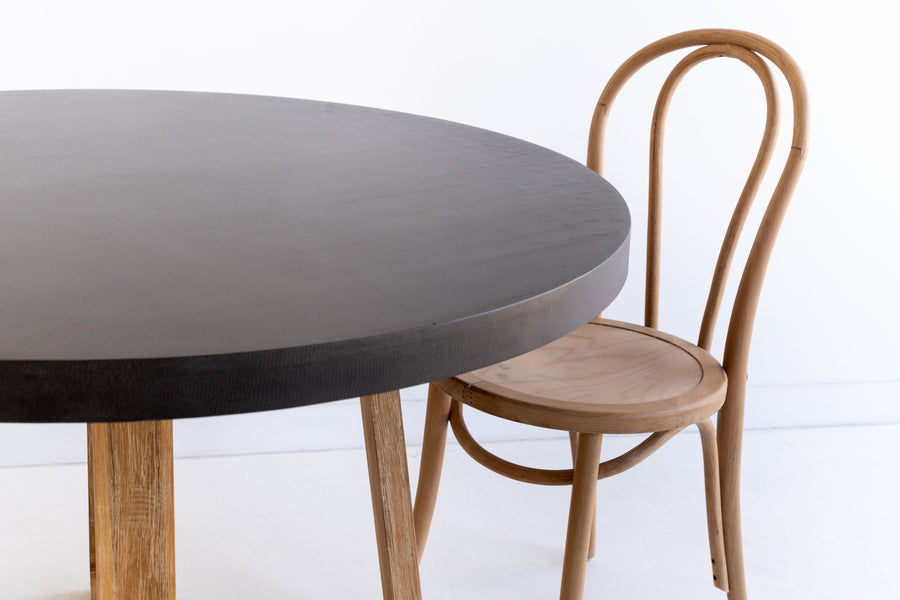 1.2m Alta Round Dining Table - Black with Light Honey Timber Legs - www.elkstone.com.au