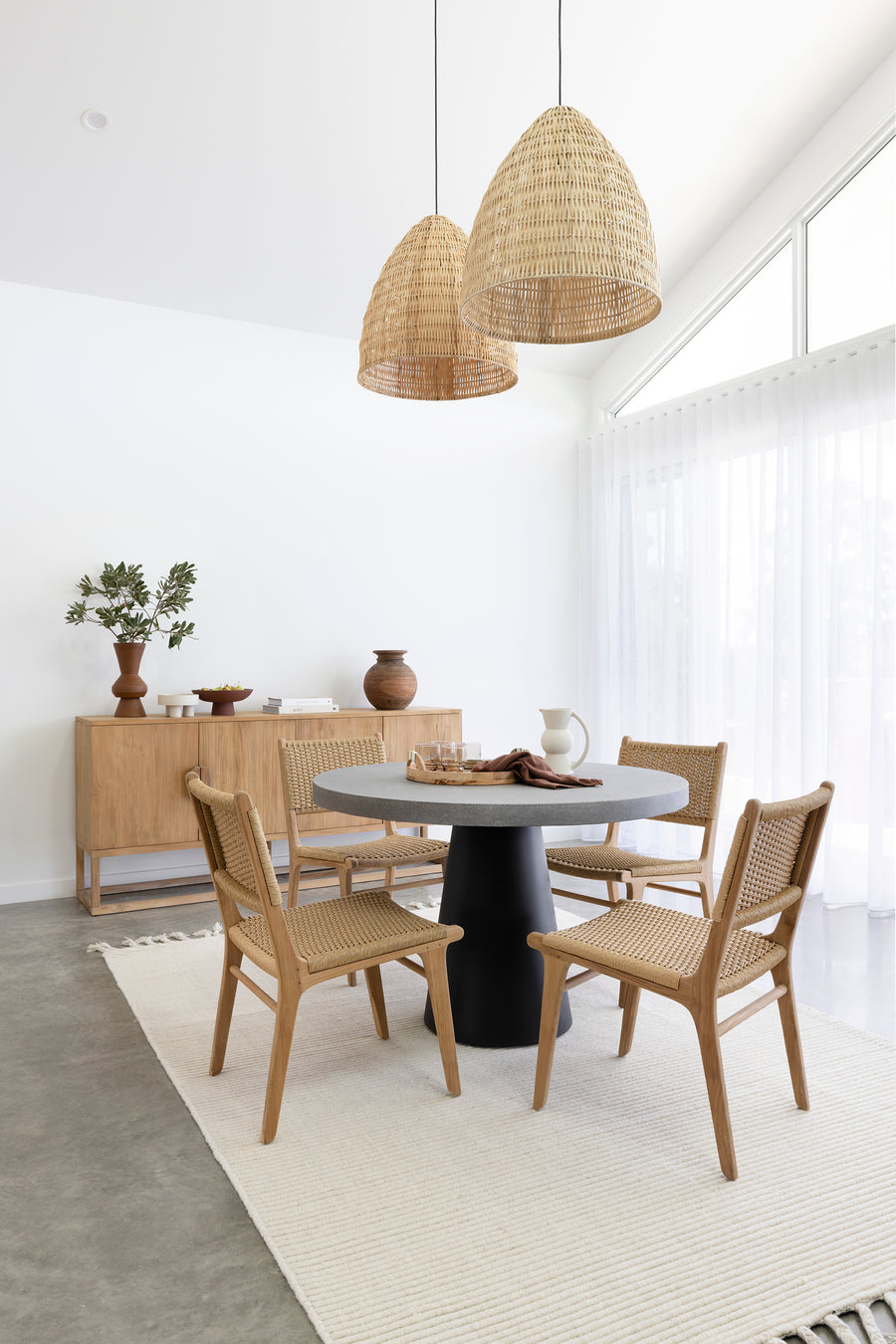 1.4m Avalon Round Dining Table | Speckled Grey with Black Metal Cone Base - www.elkstone.com.au