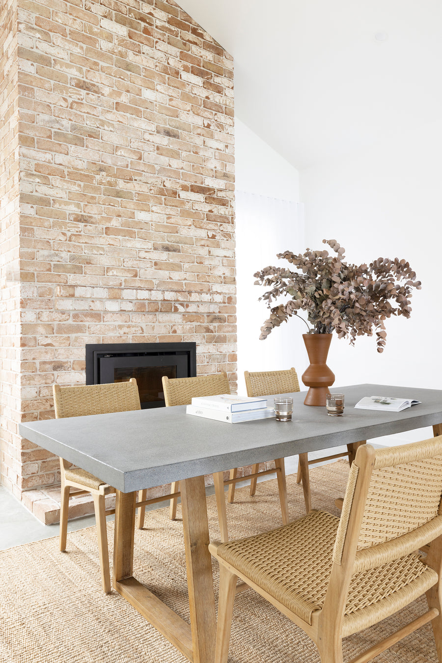 2.4m Sierra Rectangular Dining Table | Speckled Grey with Light Honey Acacia Wood Legs - www.elkstone.com.au