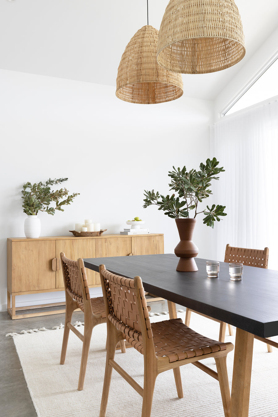 2.4m Sierra Rectangular Dining Table | Ebony Black with Light Honey Acacia Wood Legs - www.elkstone.com.au