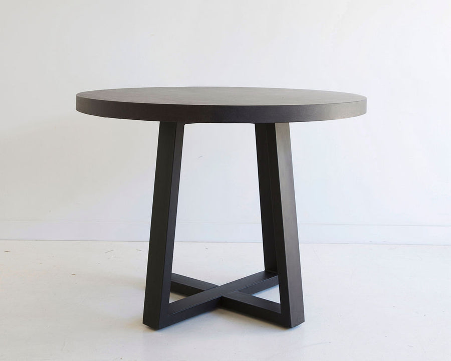 1.0m Alta Round Dining Table - Black with Black Metal Legs - www.elkstone.com.au