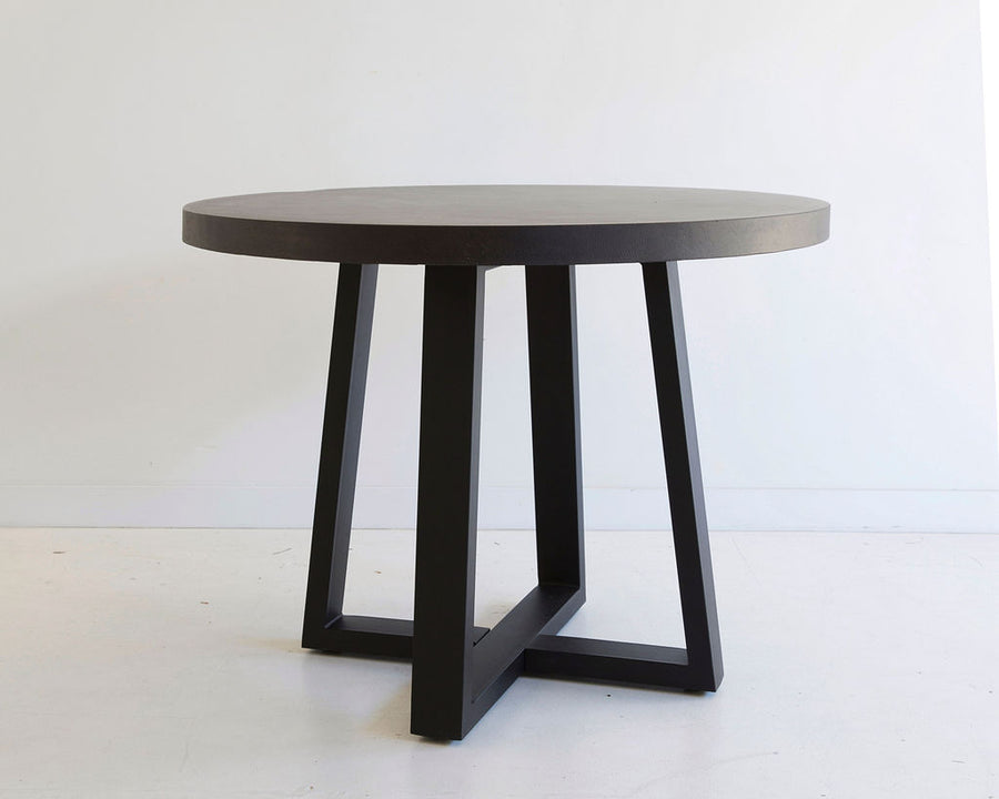 1.0m Alta Round Dining Table - Black with Black Metal Legs - www.elkstone.com.au