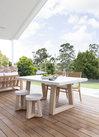 2.0m eTerrazzo Rectangular Dining Table | Ivory Coast with Wide Ivory Wash Legs - www.elkstone.com.au
