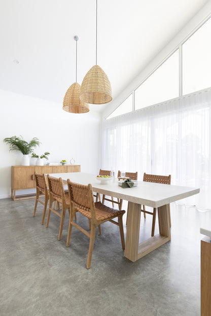 3.0m eTerrazzo Rectangular Dining Table | Ivory Coast with Wide Ivory Wash Legs - www.elkstone.com.au