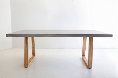 2.0m Alta Rectangular Dining Table - Speckled Grey with Light Honey Timber Legs - www.elkstone.com.au