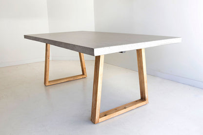 2.0m Alta Rectangular Dining Table - Speckled Grey with Light Honey Timber Legs - www.elkstone.com.au