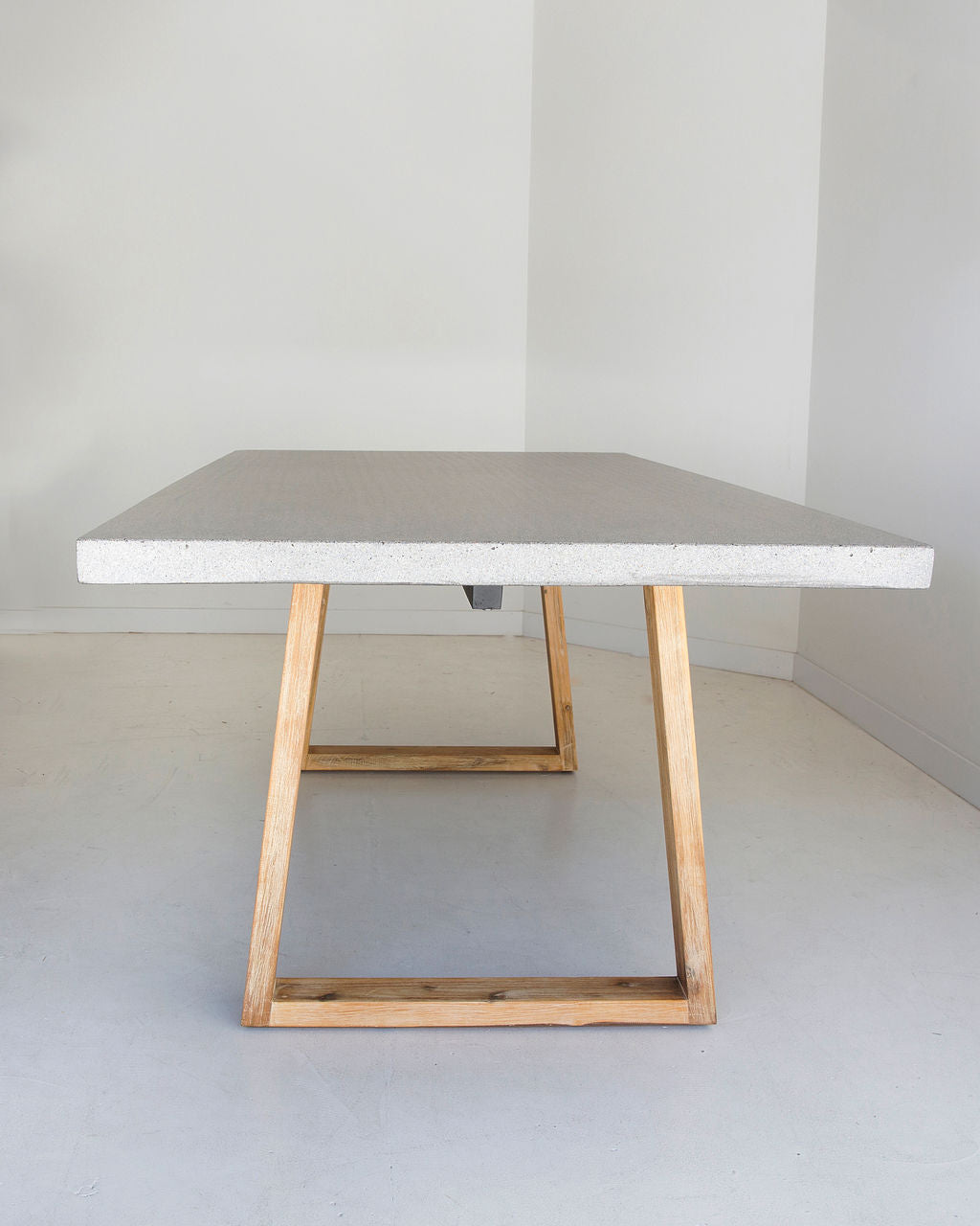 2.0m Alta Rectangular Dining Table - Speckled Grey with Light Honey Timber Legs - www.elkstone.com.au