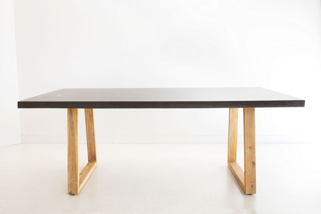 2.0m Alta Rectangular Dining Table - Black with Light Honey Timber Legs - www.elkstone.com.au