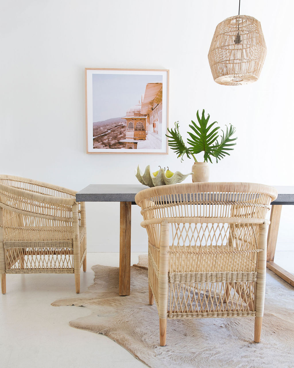 2.0m Alta Rectangular Dining Table - Speckled Grey with Light Honey Timber Legs - www.elkstone.com.au