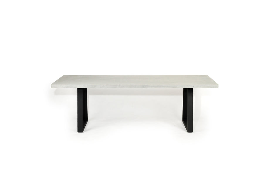 2.4m Sierra Rectangular Dining Table | Pebble Grey with Black Metal Legs - www.elkstone.com.au