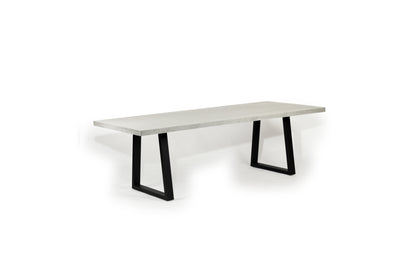 2.4m Sierra Rectangular Dining Table | Pebble Grey with Black Metal Legs - www.elkstone.com.au