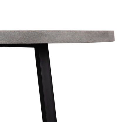 1.6m Alta Round Dining Table | Speckled Grey with Black Metal Legs - www.elkstone.com.au