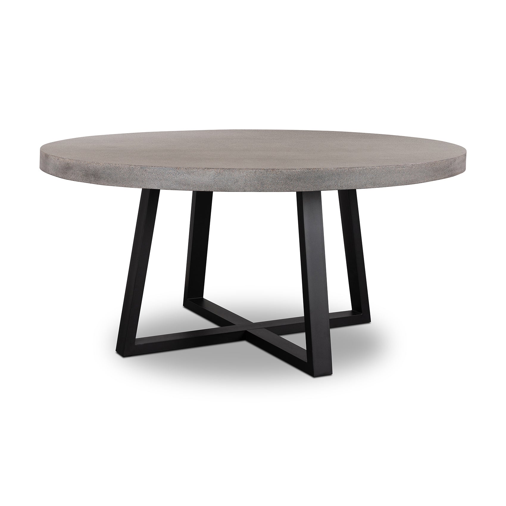 1.6m Alta Round Dining Table | Speckled Grey with Black Metal Legs - www.elkstone.com.au