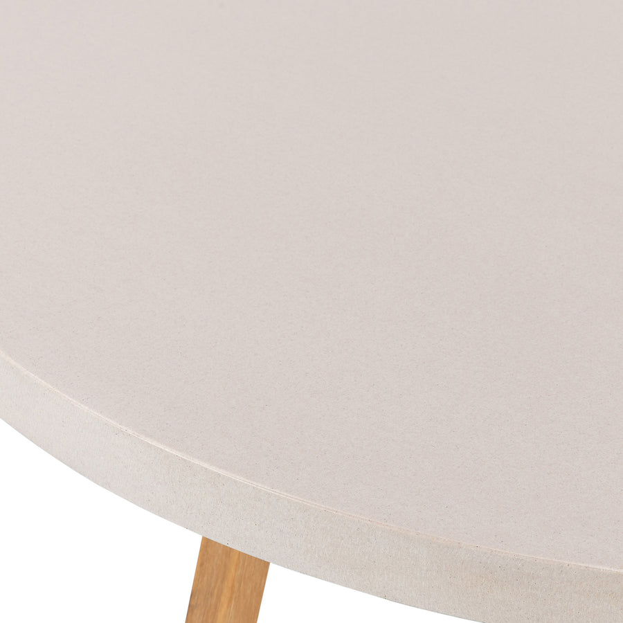 1.6m Alta Round Dining Table | Beige with Light Honey Legs - www.elkstone.com.au