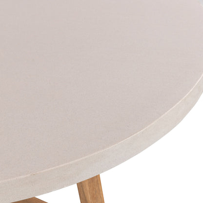 1.6m Alta Round Dining Table | Beige with Light Honey Legs - www.elkstone.com.au