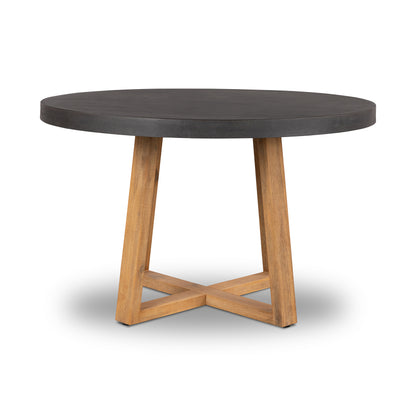 1.2m Alta Round Dining Table | Ebony Black with Light Honey Acacia Wood Legs - www.elkstone.com.au