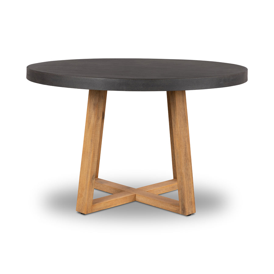 1.2m Alta Round Dining Table | Ebony Black with Light Honey Acacia Wood Legs - www.elkstone.com.au