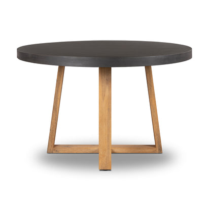 1.2m Alta Round Dining Table | Ebony Black with Light Honey Acacia Wood Legs - www.elkstone.com.au