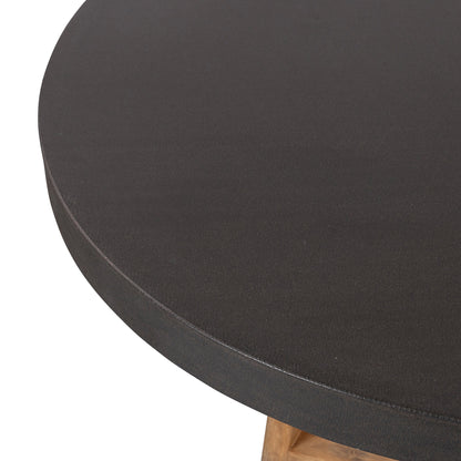 1.2m Alta Round Dining Table | Ebony Black with Light Honey Acacia Wood Legs - www.elkstone.com.au