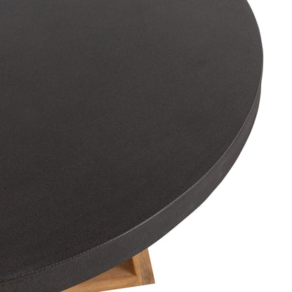 1.2m Alta Round Dining Table | Ebony Black with Light Honey Acacia Wood Legs - www.elkstone.com.au