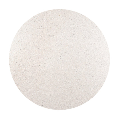 1.6m eTerrazzo Round Dining Table | Ivory Coast with Wide Ivory Washed Acacia Wood Legs - www.elkstone.com.au