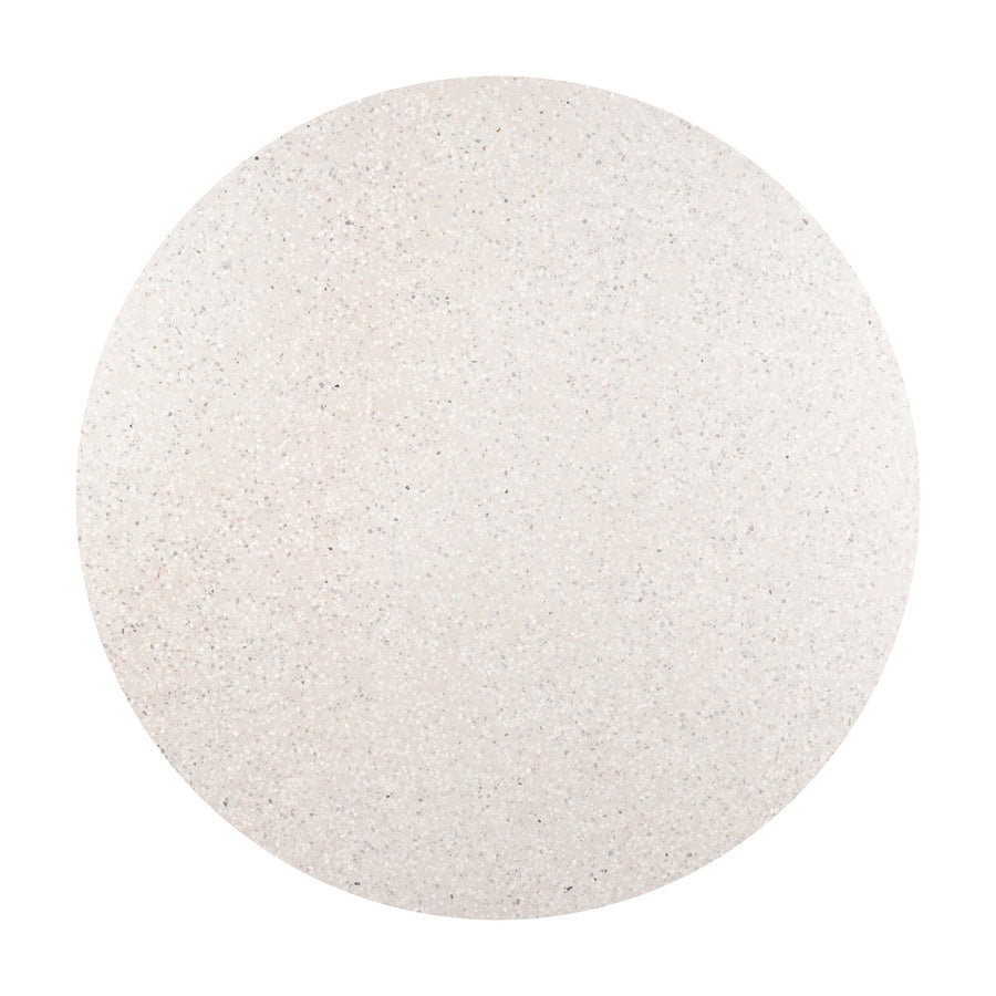 1.6m eTerrazzo Round Dining Table | Ivory Coast with Wide Ivory Washed Acacia Wood Legs - www.elkstone.com.au
