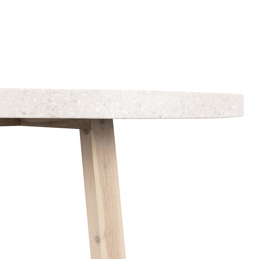 1.2m eTerrazzo Round Dining Table | Ivory Coast with Ivory Washed Acacia Wood Legs - www.elkstone.com.au