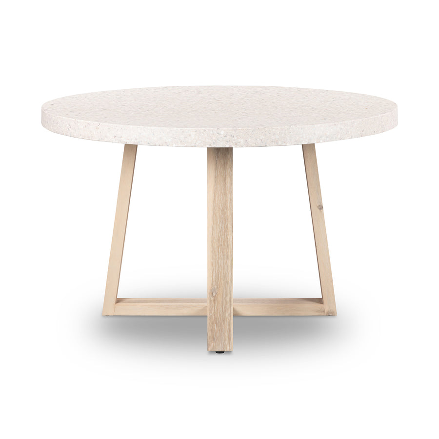 1.2m eTerrazzo Round Dining Table | Ivory Coast with Ivory Washed Acacia Wood Legs - www.elkstone.com.au