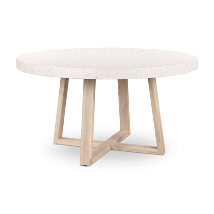 1.4m eTerrazzo Round Dining Table | Ivory Coast with Ivory Washed Acacia Wood Legs - www.elkstone.com.au