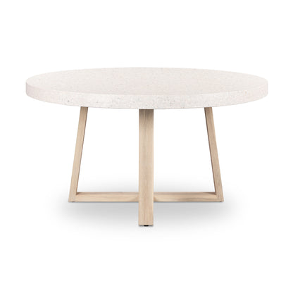 1.4m eTerrazzo Round Dining Table | Ivory Coast with Ivory Washed Acacia Wood Legs - www.elkstone.com.au