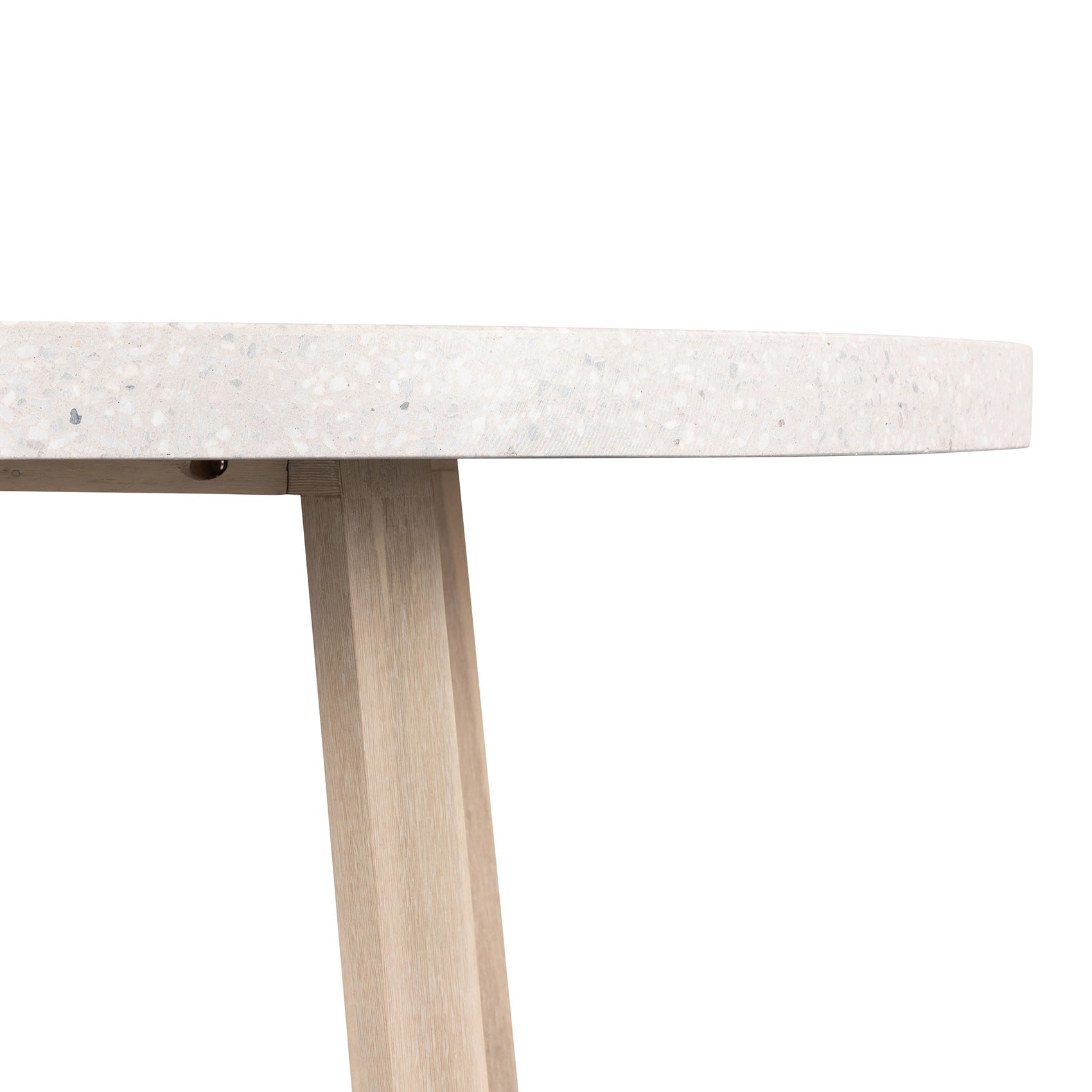 1.4m eTerrazzo Round Dining Table | Ivory Coast with Ivory Washed Acacia Wood Legs - www.elkstone.com.au