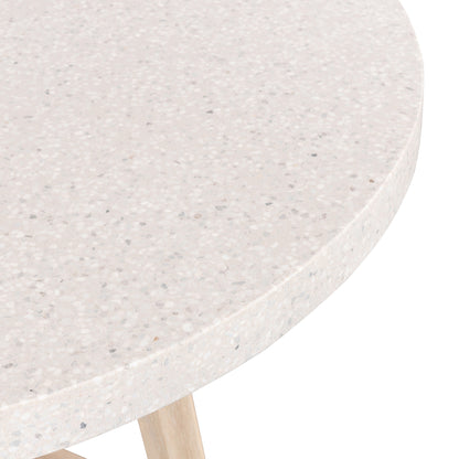 1.4m eTerrazzo Round Dining Table | Ivory Coast with Ivory Washed Acacia Wood Legs - www.elkstone.com.au