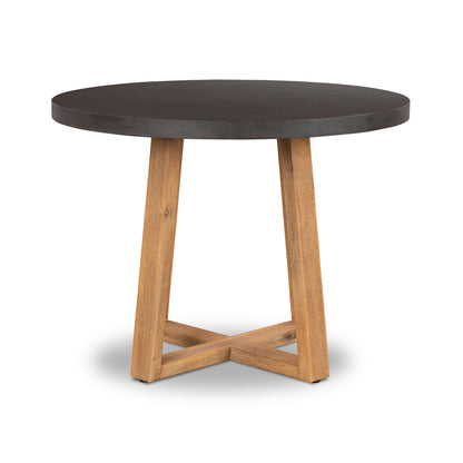 1.0m Alta Round Dining Table | Ebony Black with Light Honey Acacia Wood Legs - www.elkstone.com.au