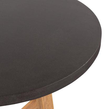 1.0m Alta Round Dining Table | Ebony Black with Light Honey Acacia Wood Legs - www.elkstone.com.au