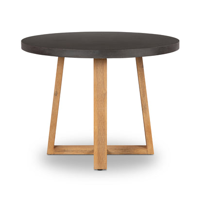 1.0m Alta Round Dining Table | Ebony Black with Light Honey Acacia Wood Legs - www.elkstone.com.au