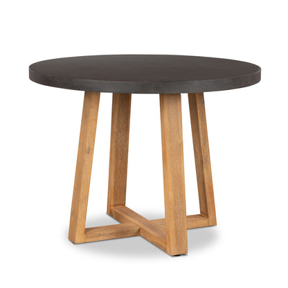 1.0m Alta Round Dining Table | Ebony Black with Light Honey Acacia Wood Legs - www.elkstone.com.au