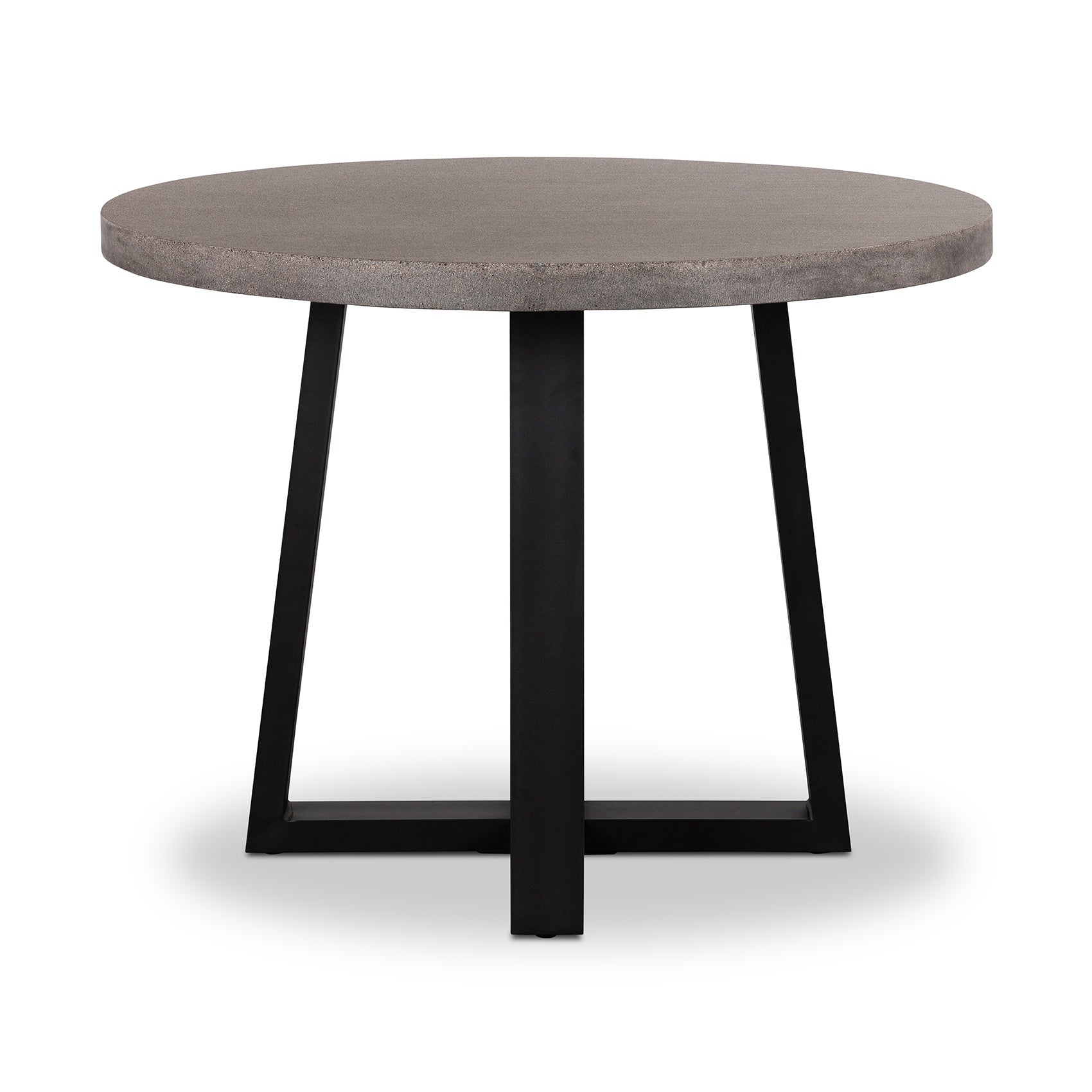 1.0m Alta Round Dining Table | Speckled Grey with Black Metal Legs - www.elkstone.com.au