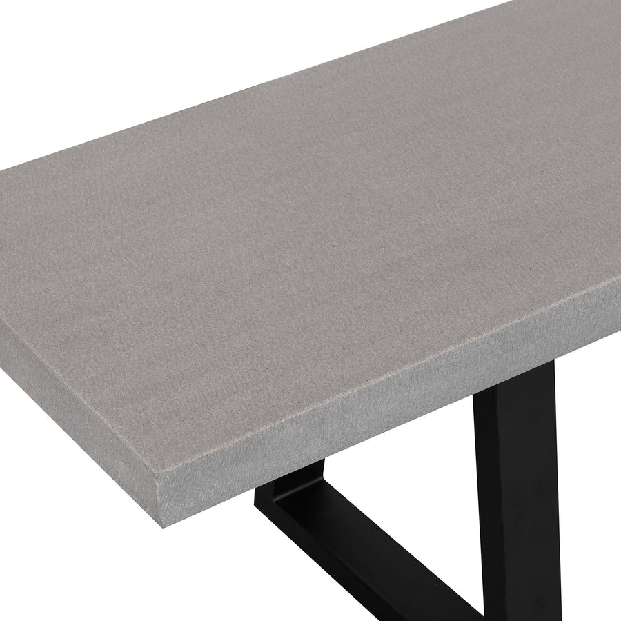 1.65m Sierra Bench Seat | Pebble Grey with Black Metal Legs - www.elkstone.com.au