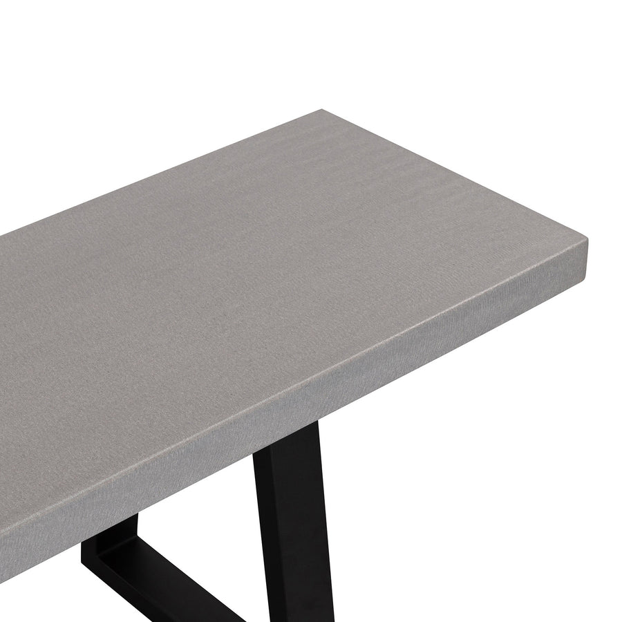 1.65m Sierra Bench Seat | Pebble Grey with Black Metal Legs - www.elkstone.com.au