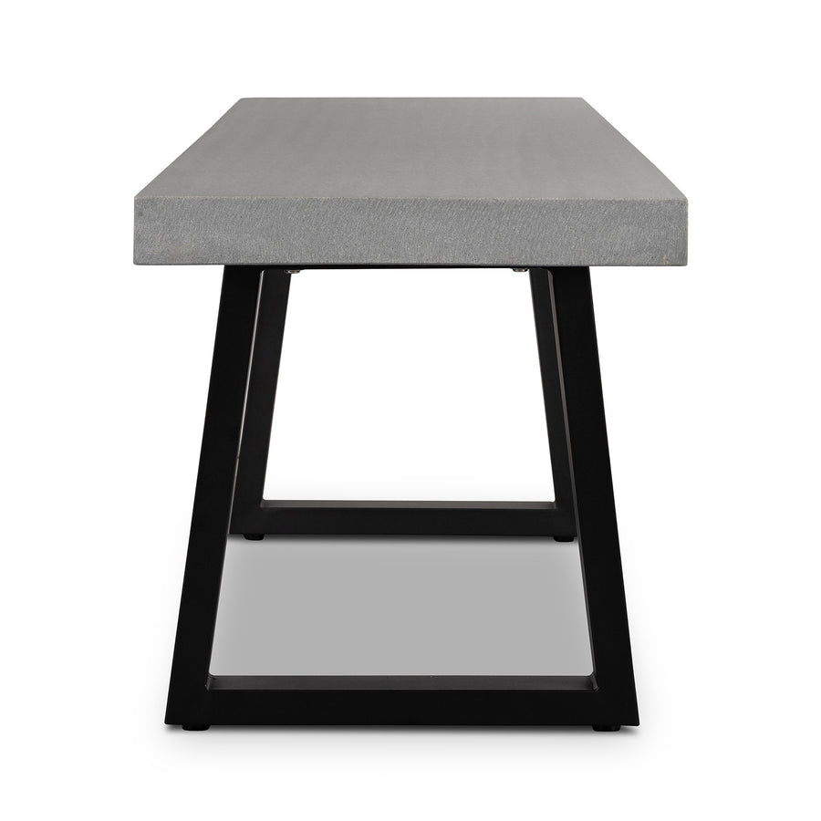 1.65m Sierra Bench Seat | Pebble Grey with Black Metal Legs - www.elkstone.com.au