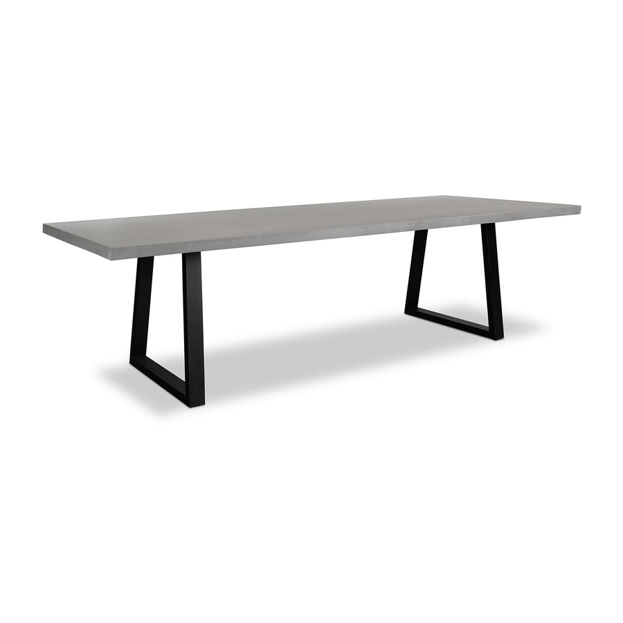 3.0m Sierra Rectangular Dining Table | Pebble Grey with Black Metal Legs - www.elkstone.com.au