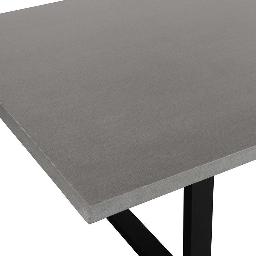 3.0m Sierra Rectangular Dining Table | Pebble Grey with Black Metal Legs - www.elkstone.com.au