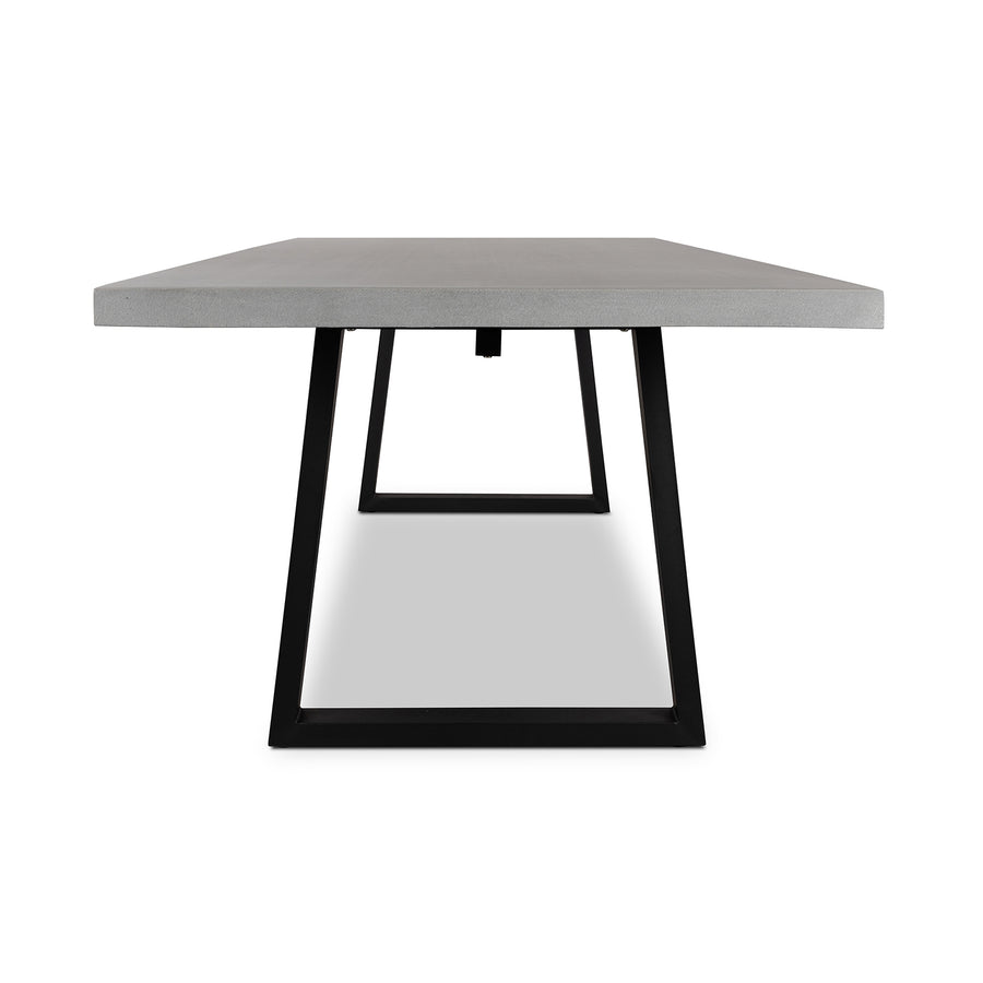 3.0m Sierra Rectangular Dining Table | Pebble Grey with Black Metal Legs - www.elkstone.com.au